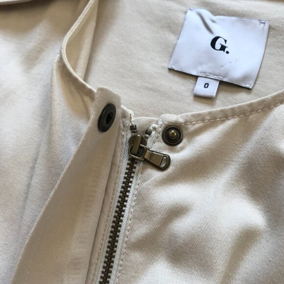 G Label by Goop Huntington Utility Jumpsuit Womens 0 Cream Cotton Linen Wide Leg - Picture 8 of 15